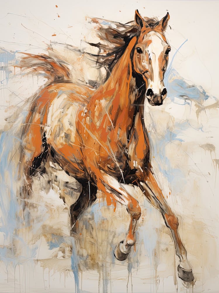 A Horse Painting In The Style Of Abstract Expressionist Techniques 3