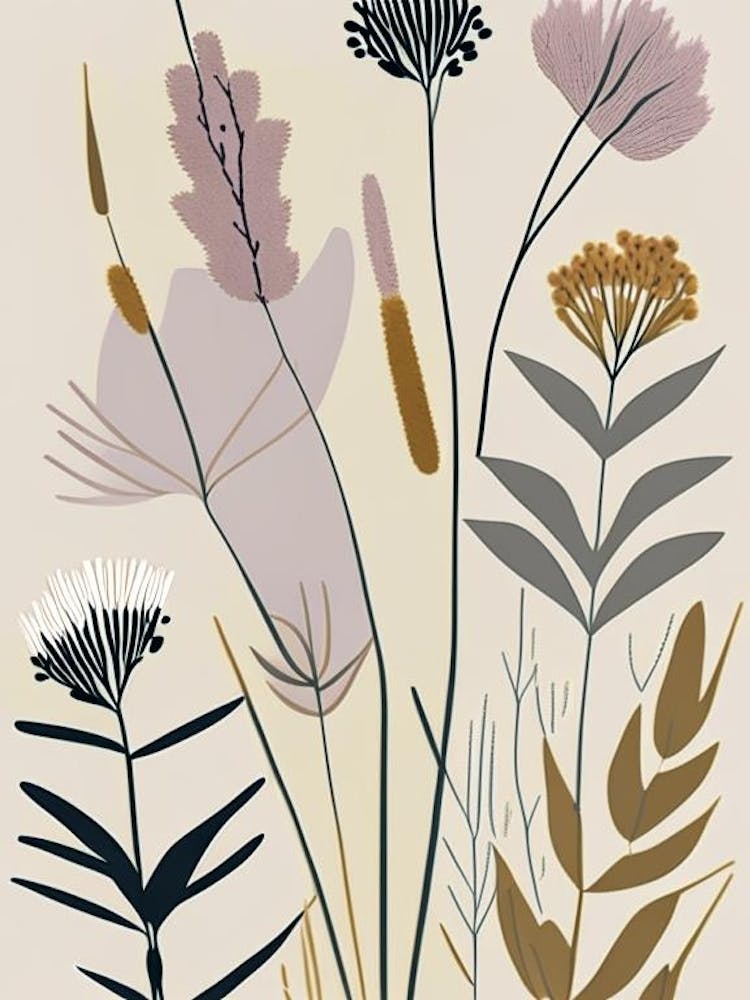 Prairie Clover Wildflower Modern Muted Colours