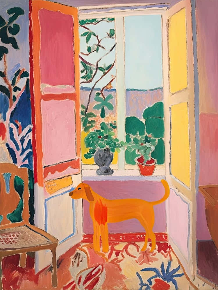 Open Window Brown Dog