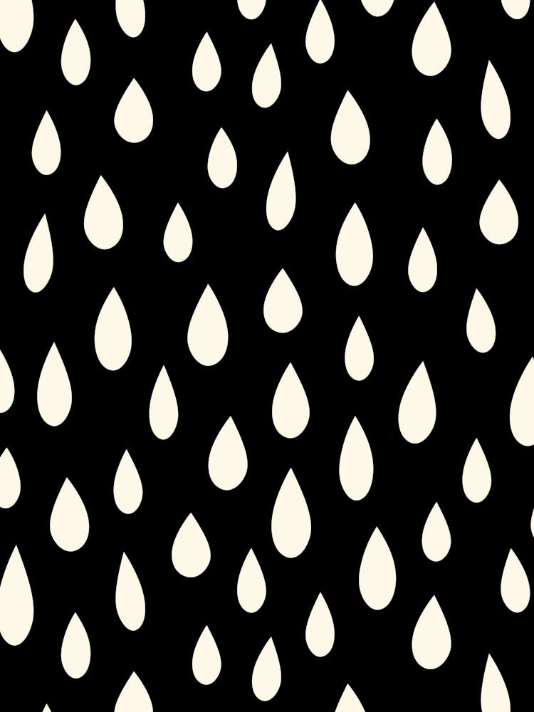 Little Falling Rain Drops White on Black