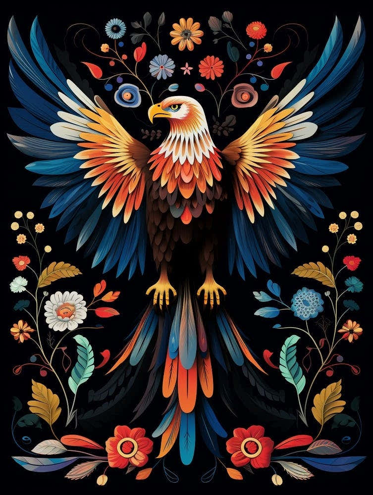 Folk Bird Illustration Eagle
