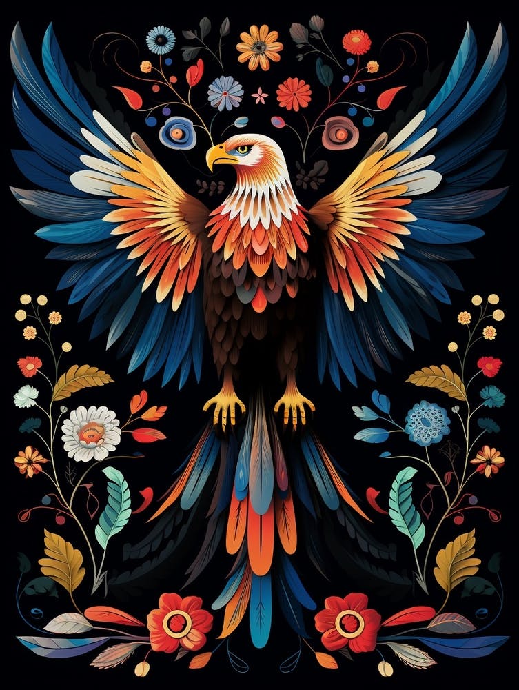 Folk Bird Illustration Eagle