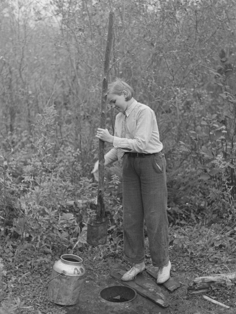 Dipping Water From Shallow Well On Farm Near Northome, Minnesota By Russell Lee