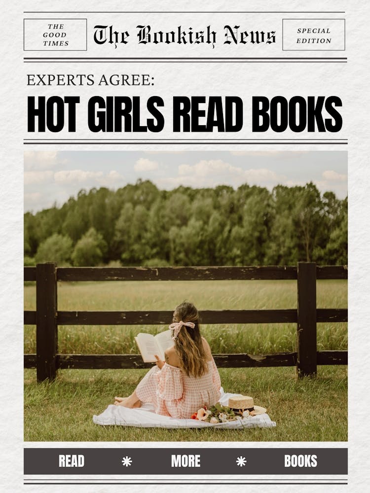Hot Girls Read Books Color Newspaper Poster