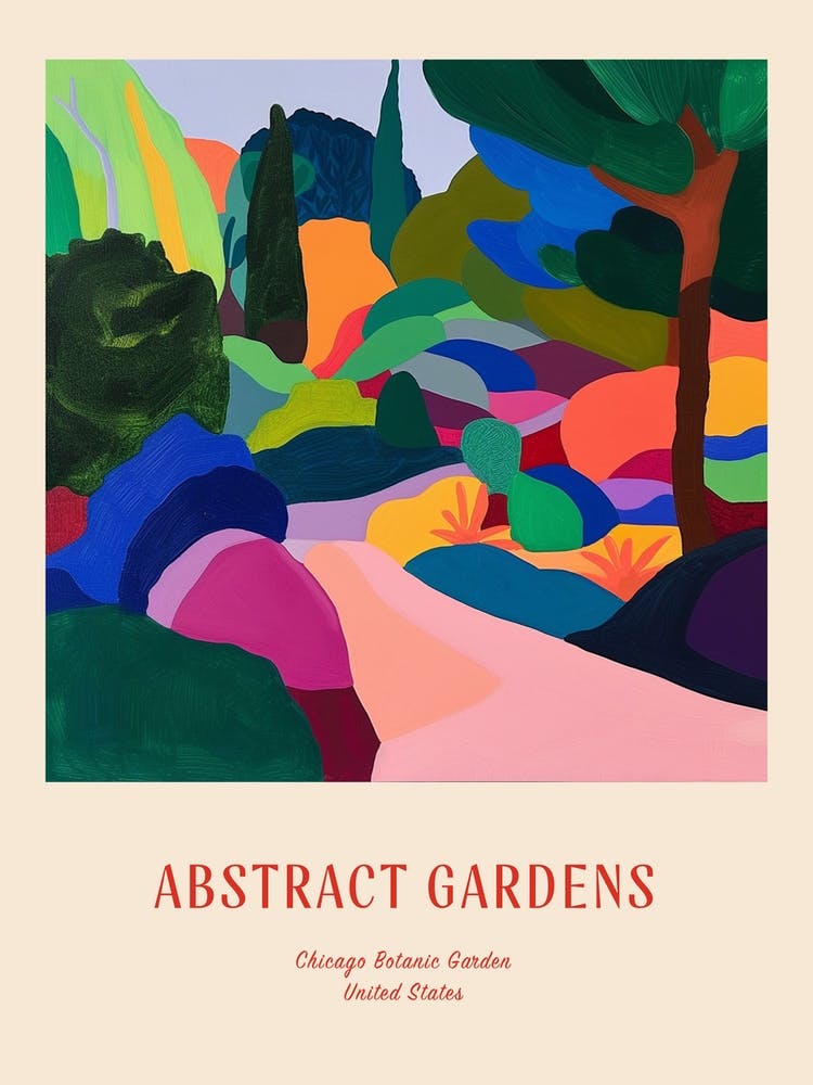 Colourful Gardens Chicago Botanic Garden Usa 2 Red Poster