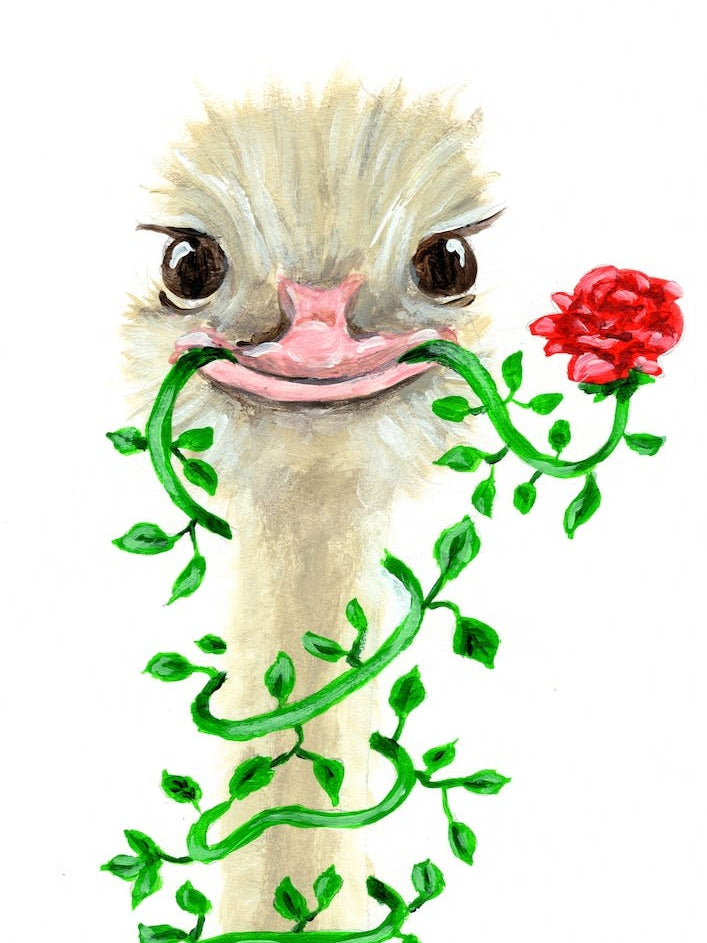 Ostrich With Flower