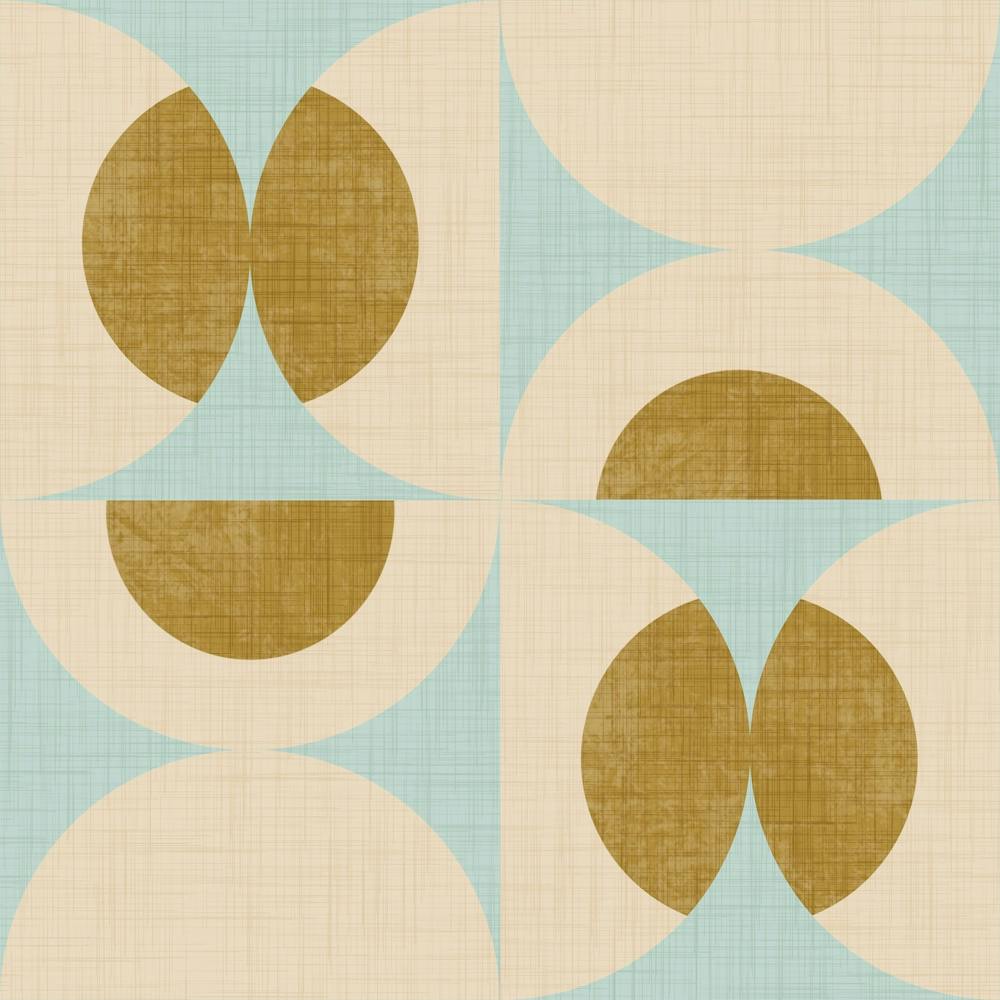 Retro Vintage Circle Fusion Mid Century Orbs Baby Blue 50s Geometric