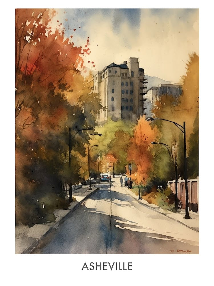 Asheville Watercolor 3 Travel Poster