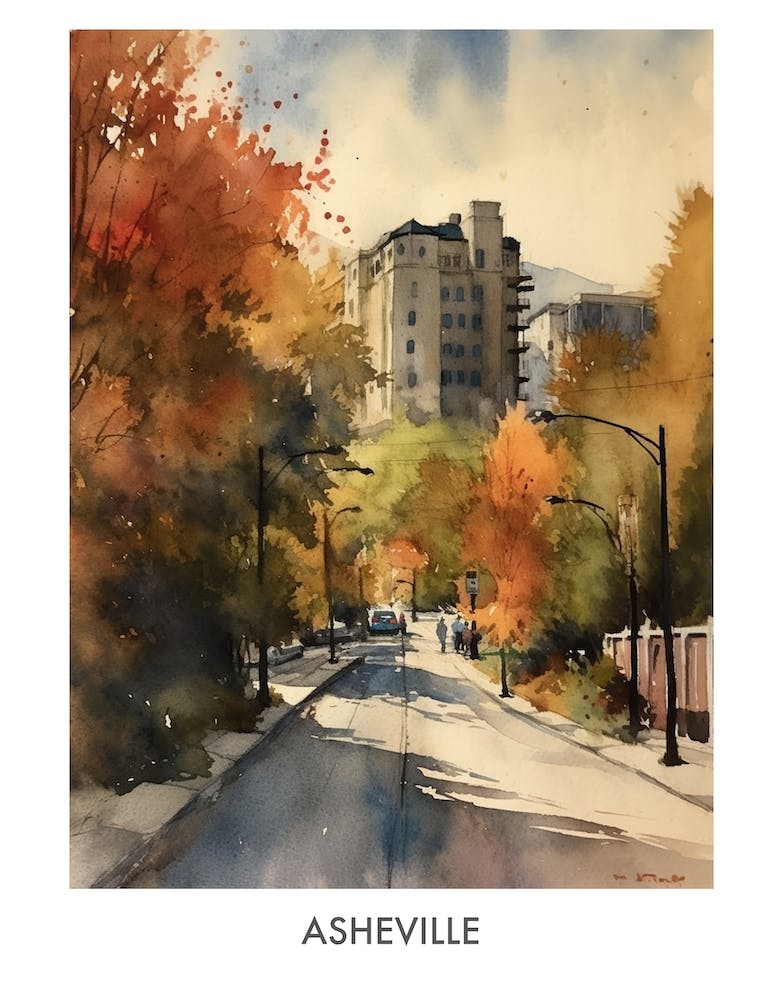 Asheville Watercolor 3 Travel Poster