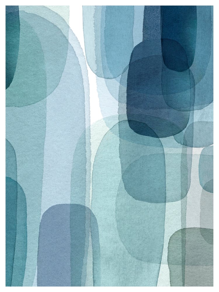 Abstract Blue Green Shapes Art
