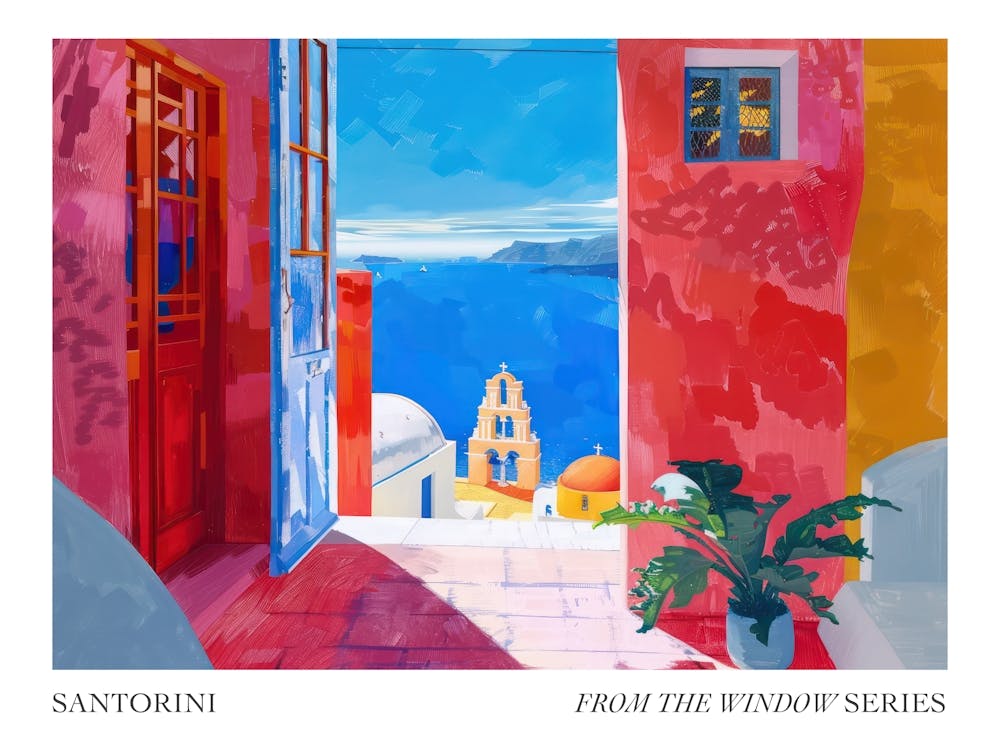 Santorini From The Window Series Poster Painting 2