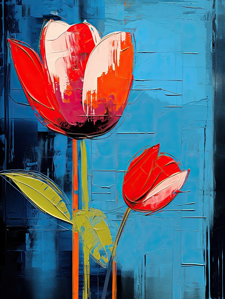Oasis Néo-Expressionniste : Tulipes dans le style de Basquiat