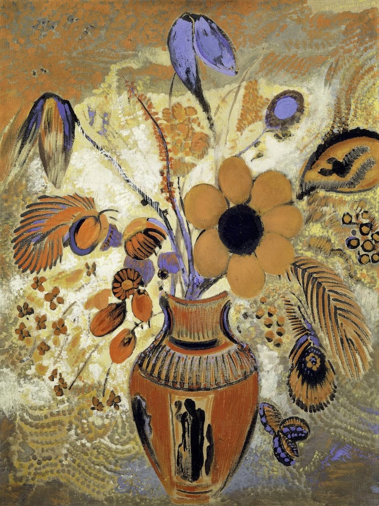 Etruscan Vase With Flowers, Odilon Redon