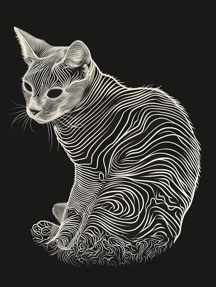 Selkirk Rex Cat Minimalist Illustration 4