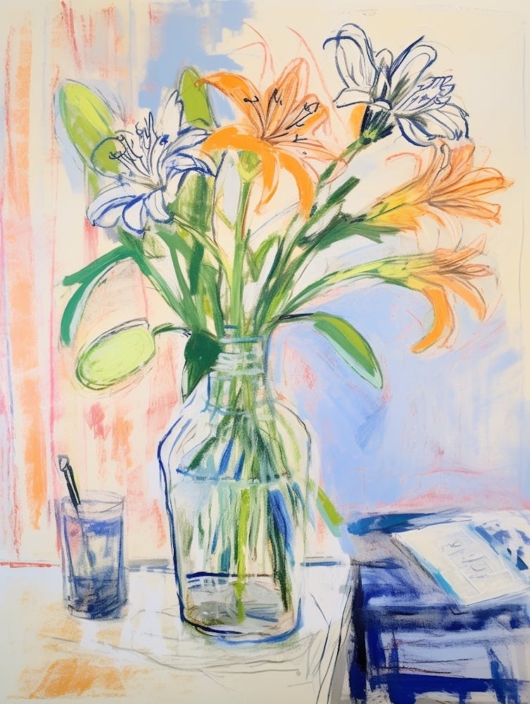 Flower Painting Fauvist Style Agapanthus 2