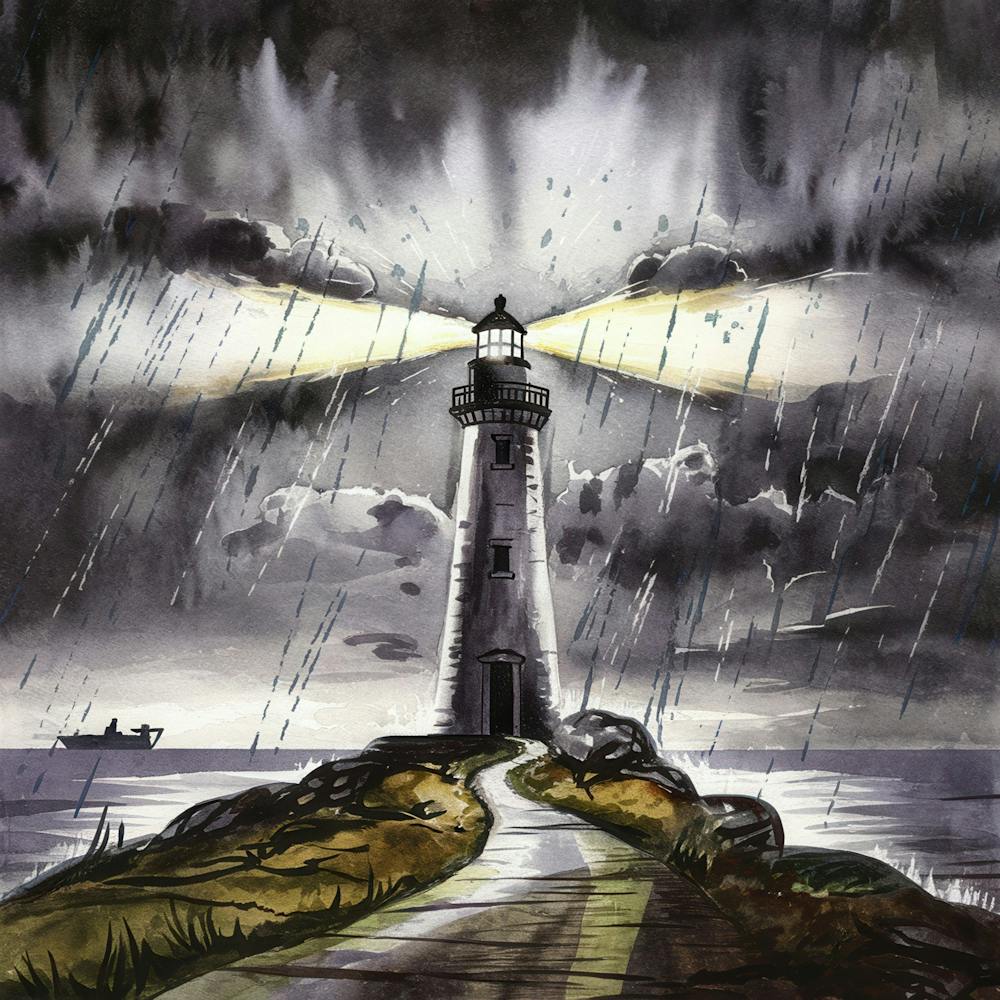 Lighthouse In The Rain