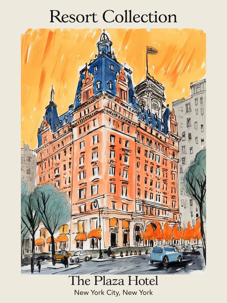 Poster Of The Plaza Hotel   New York City, New York   Resort Collection Storybook Illustration 4