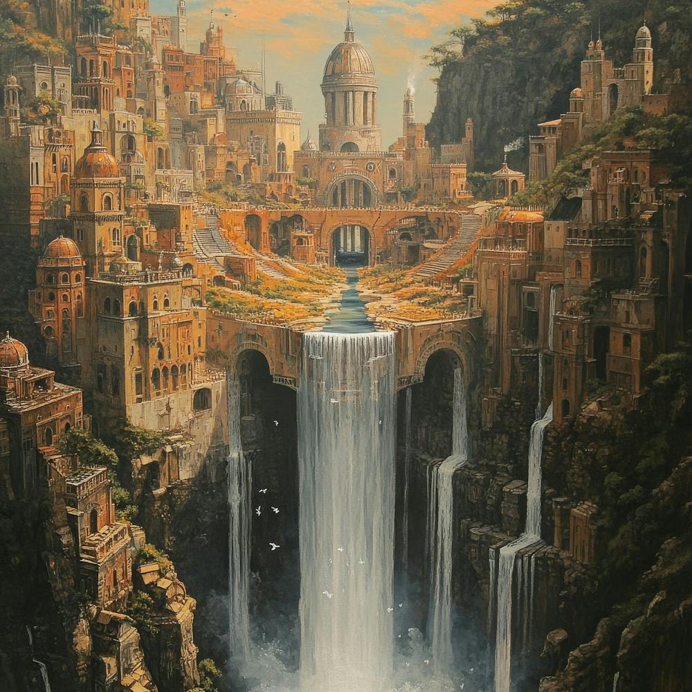 Waterfall In A City Art