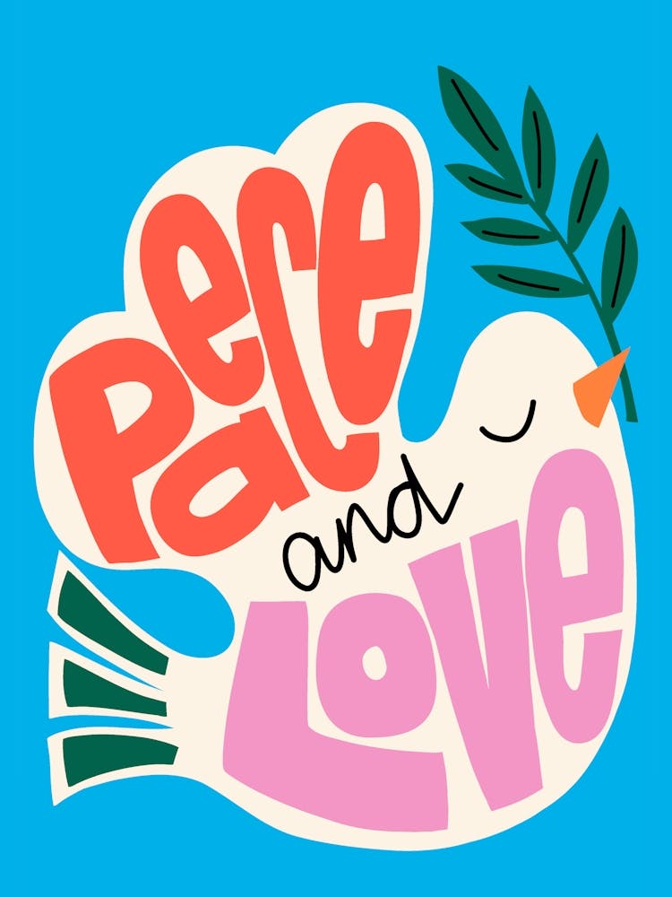 Peace and Love Hand Lettering Dove Christmas