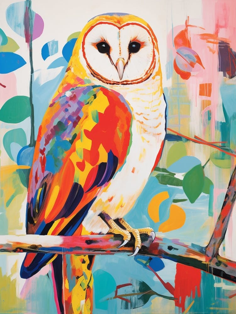 Colourful Bird Painting Barn Owl 3