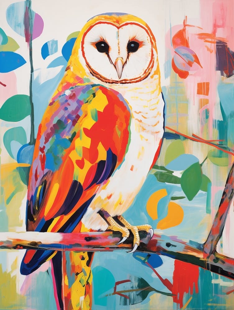 Colourful Bird Painting Barn Owl 3