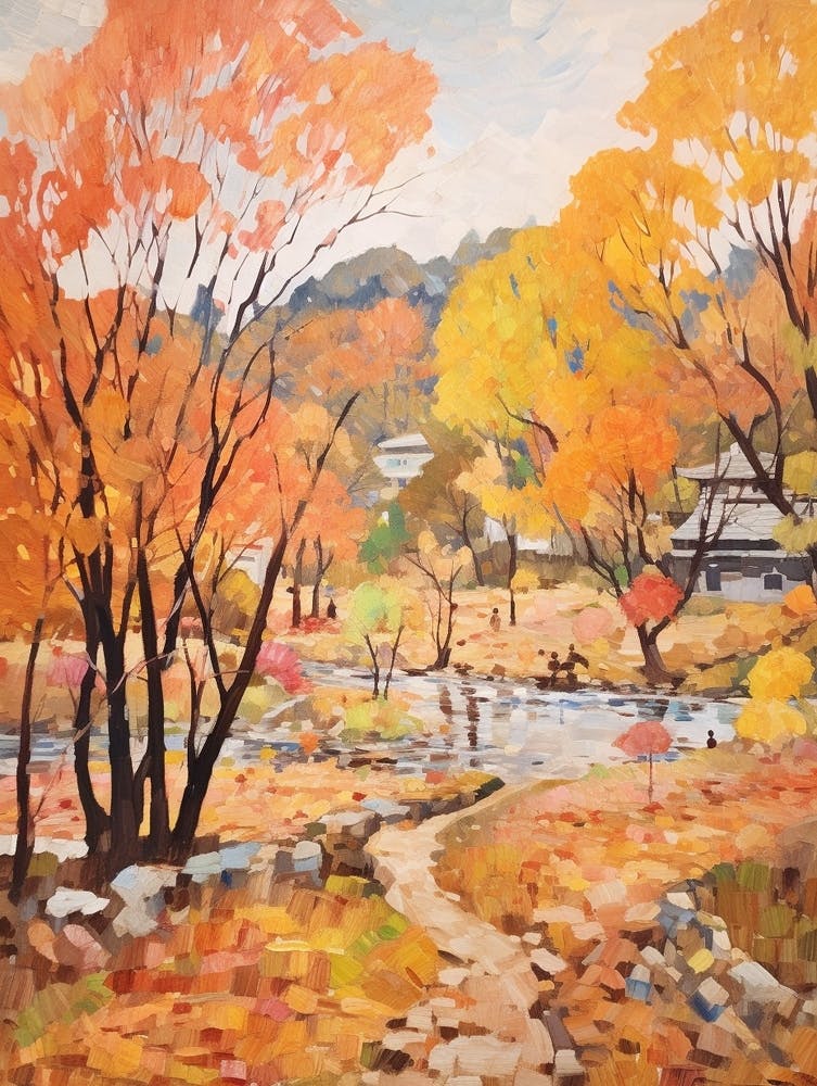 Autumn City Park Painting Daan Forest Park Taipei 1