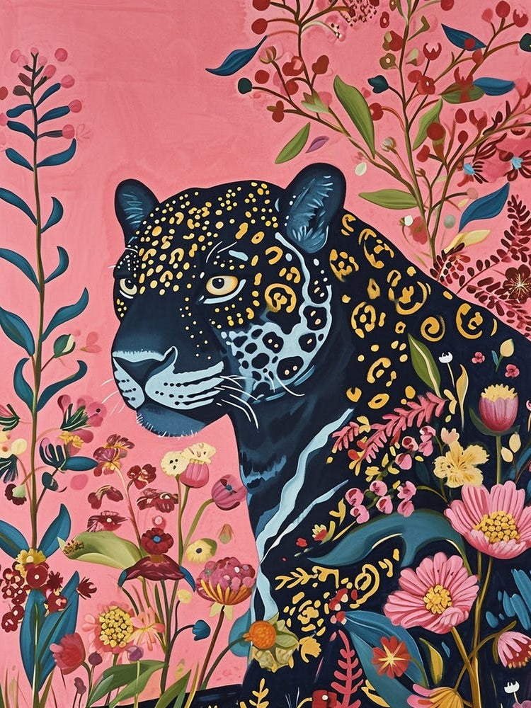 Floral Animal Painting Jaguar 4