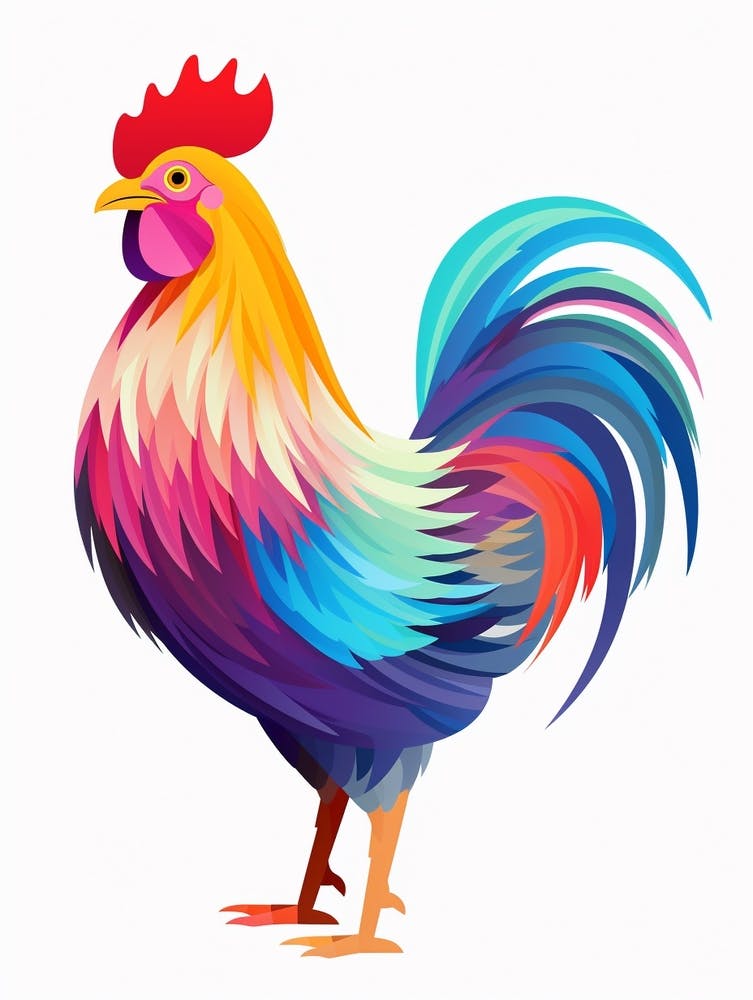 Colourful Geometric Bird Chicken 1