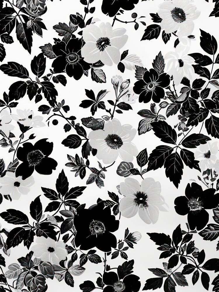 Great Japan Hokusai Black And White Flowers 20
