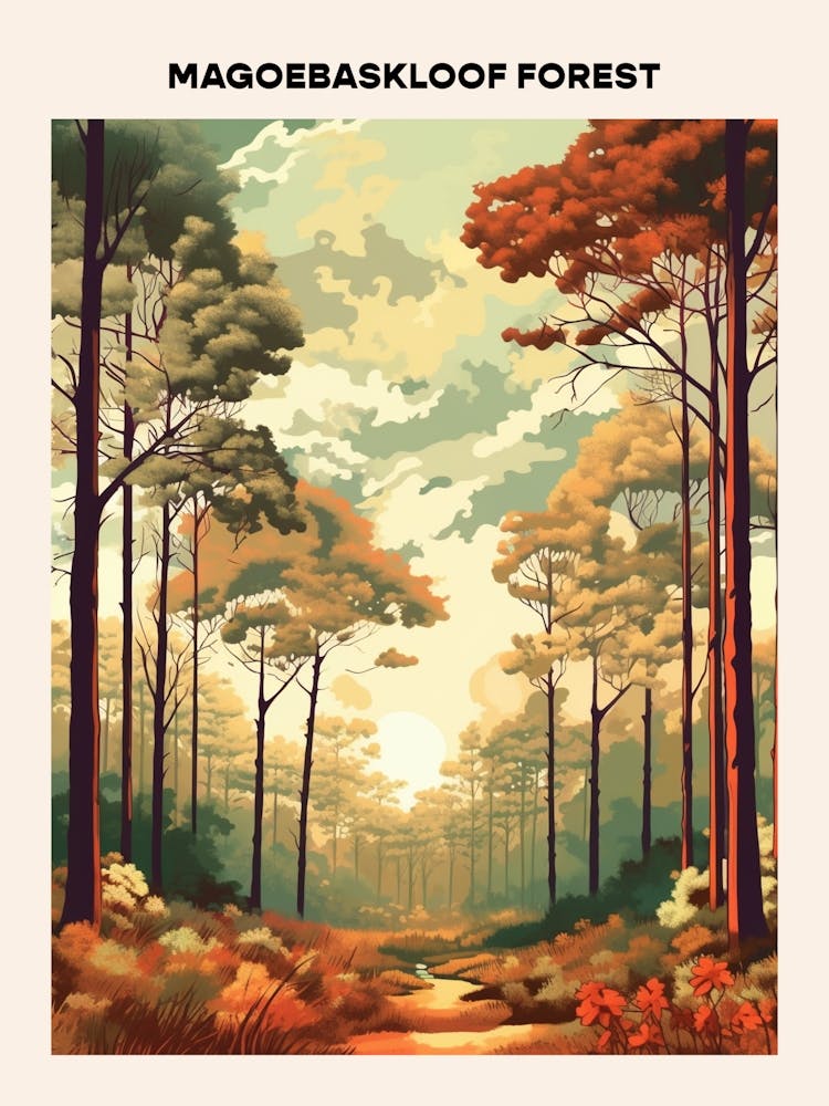 Magoebaskloof Forest Midcentury Travel Poster