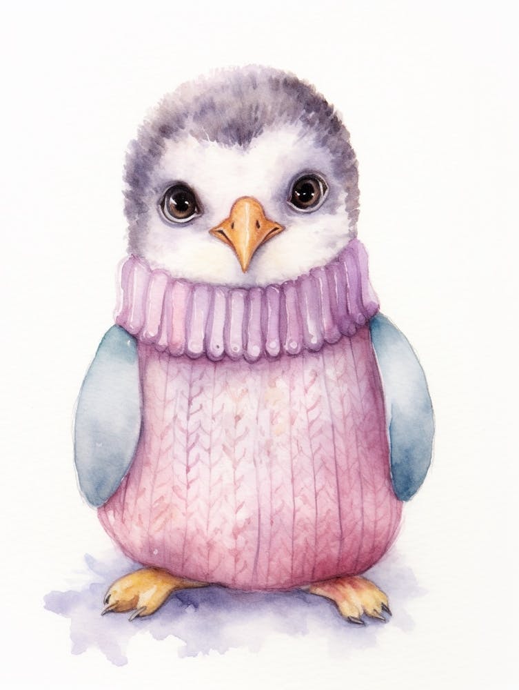 Baby Animal Watercolour Penguin