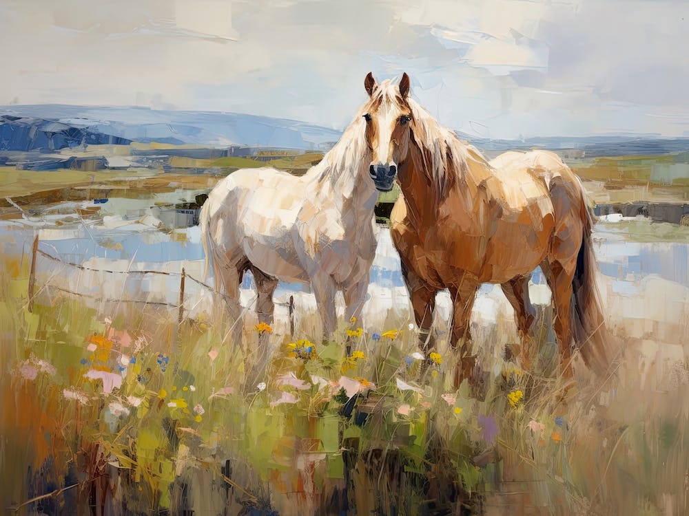 Horses Painting In County Kerry, Ireland, Landscape 4