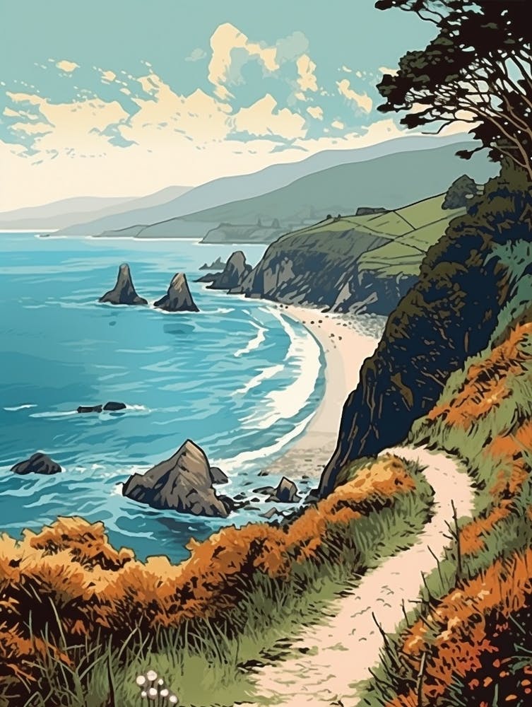 West Highland Coast Path Scotland 1 Vintage Travel Illustration
