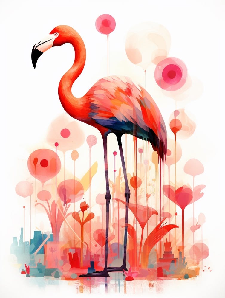 Bird Painting Collage Flamingo 1