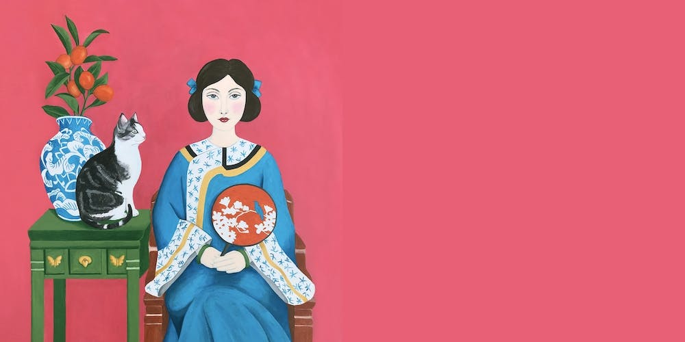 Chinese Woman And Cat