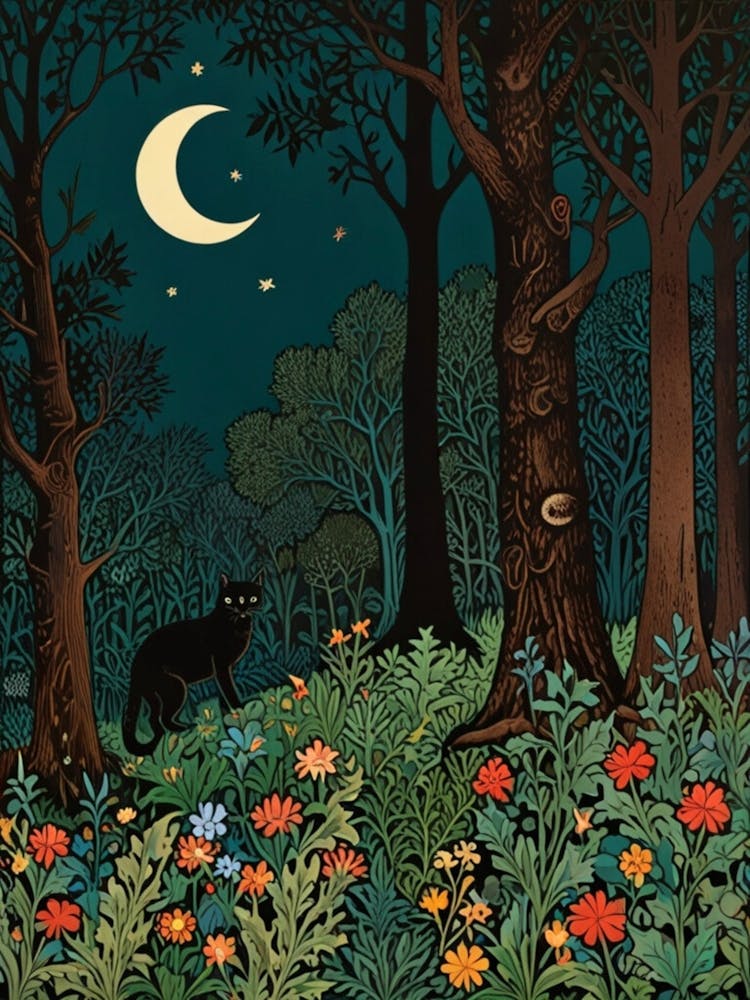 William Morris Cat In The Forest 31