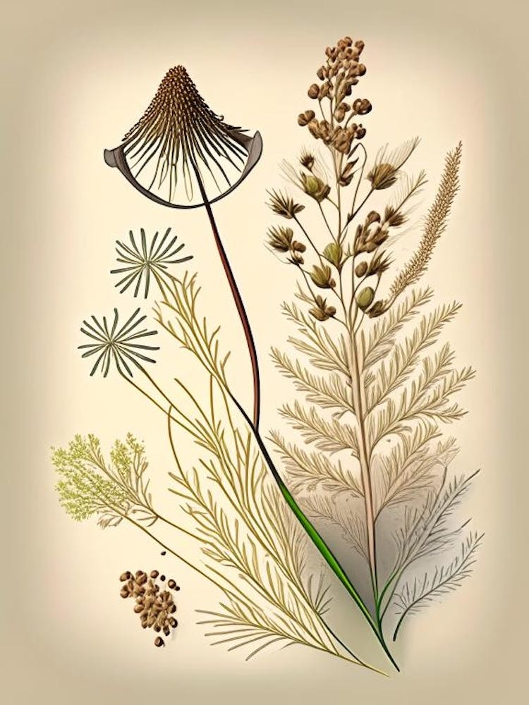 Carvi Épices Et Herbes Dessin Rétro 2