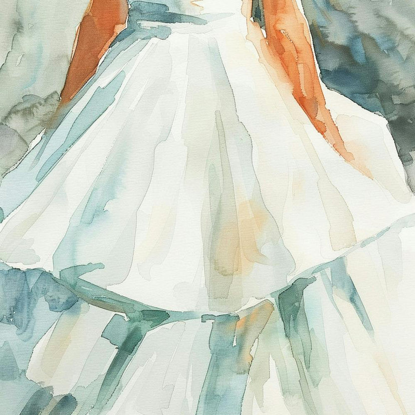 Watercolor Bridal Dress Close Up 1