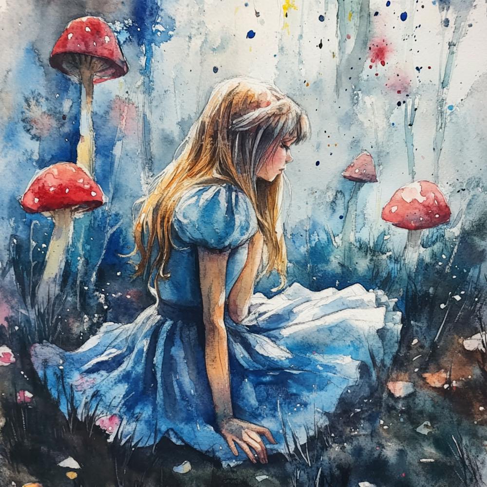 Watercolor Girl in Wonderland 2