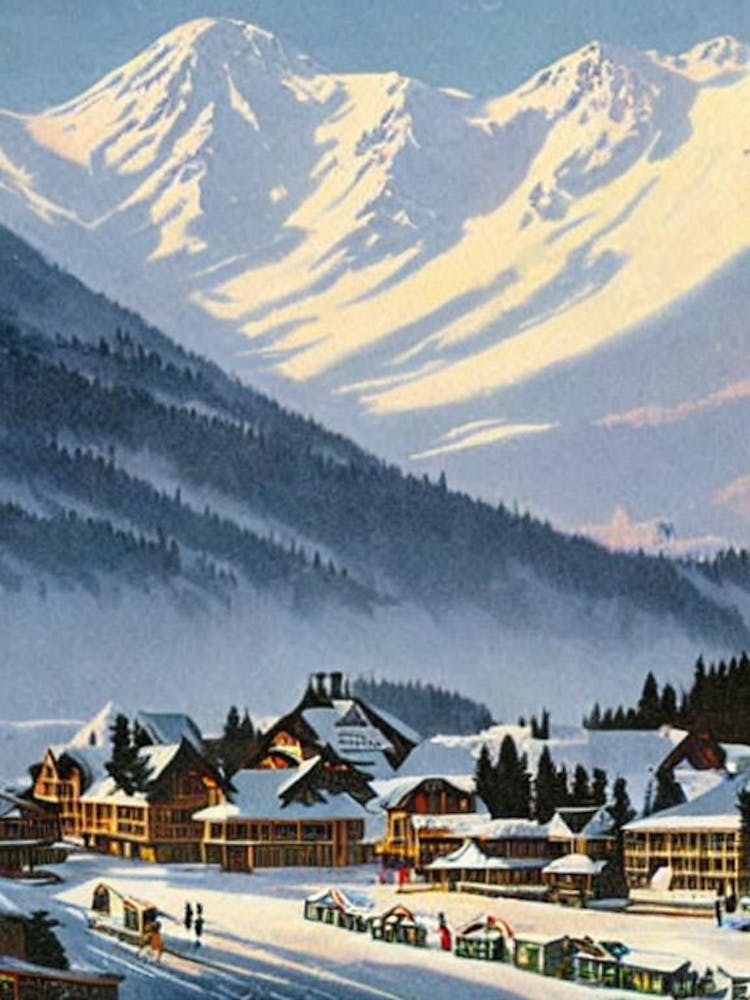 Whakapapa, New Zealand Ski Resort Vintage Landscape 1 Skiing Poster