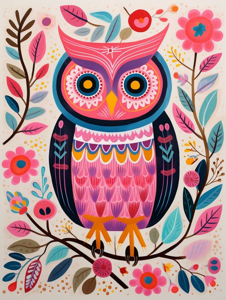 Pink Scandi Owl 1
