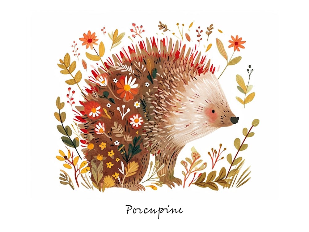 Little Floral Porcupine 1 Poster
