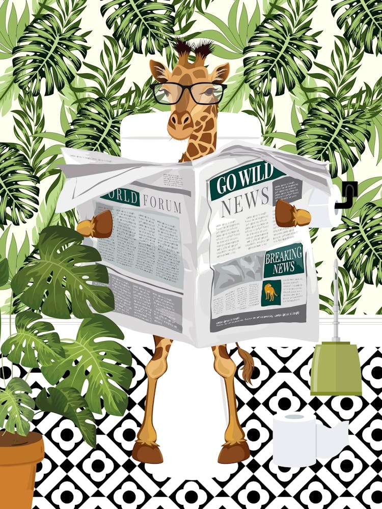 Giraffe On Toilet Bathroom