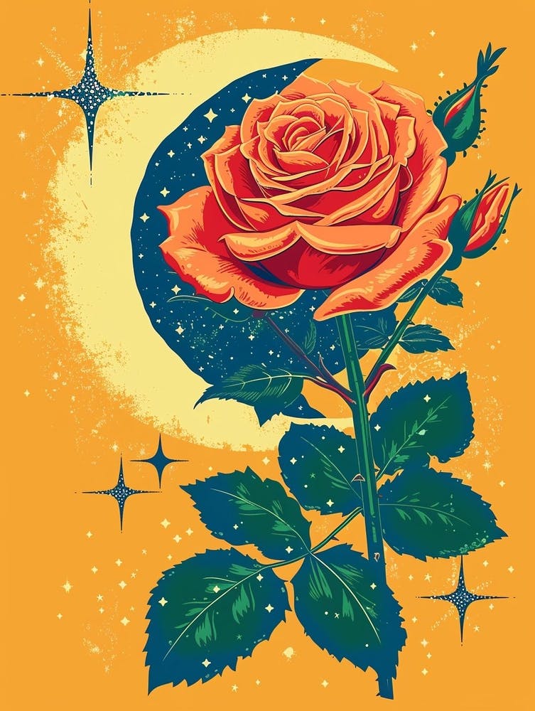 English Roses Painting Rose With The Moon 2
