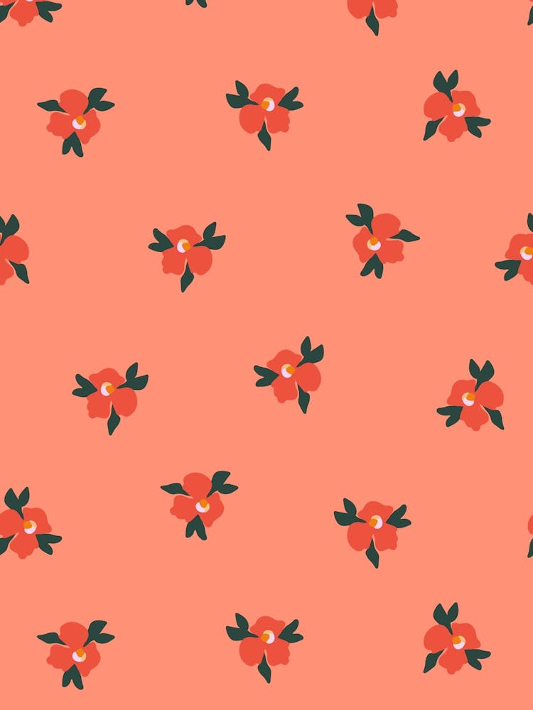 Little Blossom Floral Print - Red and Coral