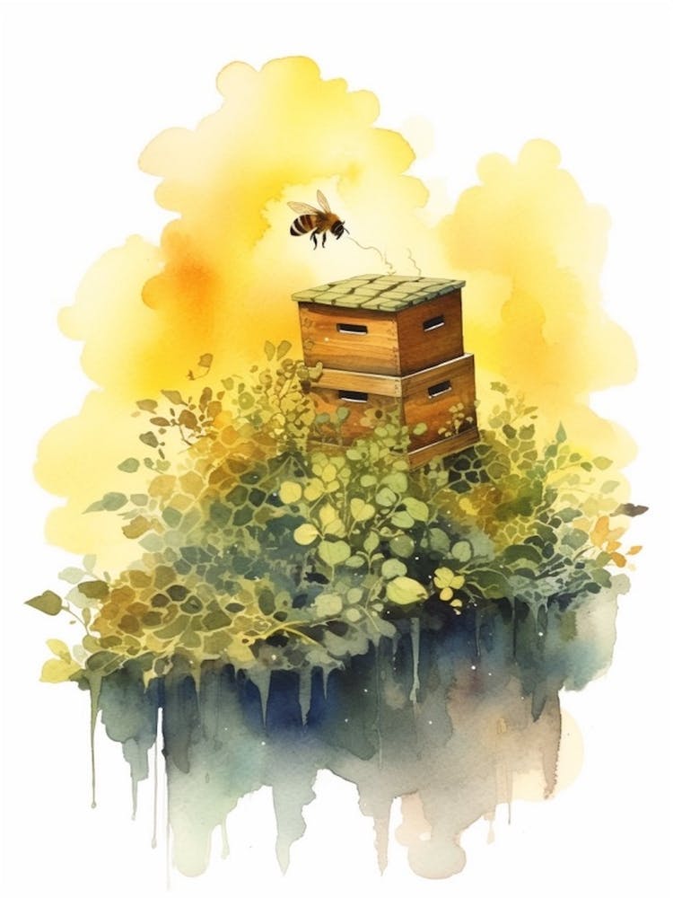 Apiary Bee Beehive Watercolour Illustration 3