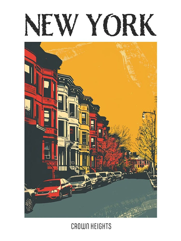 Crown Heights New York Colourful Silkscreen Illustration 2 Poster