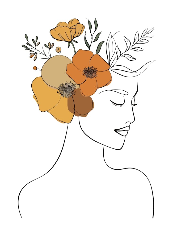 Woman Portrait Monoline Minimalist Hand Drawing Boho Illustration (14)