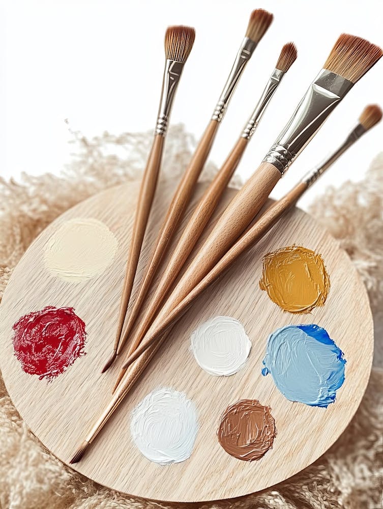 A Palette With Paintbrushes