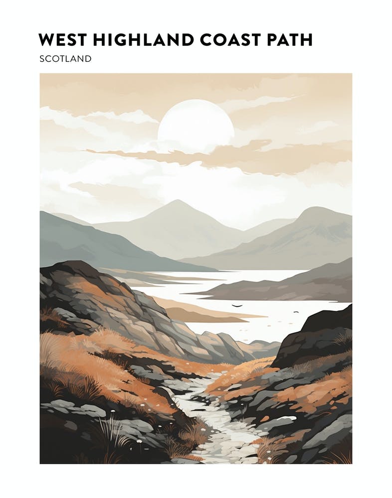 West Highland Coast Path Scotland 3 Hiking Trail Landscape Poster